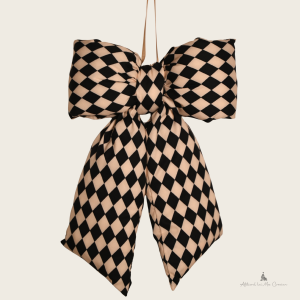 Decorațiune Fundă Fluffy Satin negru/crem 36 cm