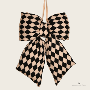 Decorațiune Fundă Fluffy Satin negru/crem 29 cm