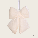 Decorațiune Fundă Fluffy din catifea albă/ivoar 29 cm