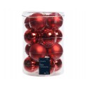 Set 4 Globuri roșii lucioase/mate din sticlă 10cm