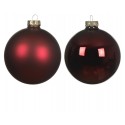 Set 4 Globuri burgundy lucioase/mate din sticlă 10cm
