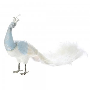 Decorațiune Păun Ice Blue 92x36x47 cm