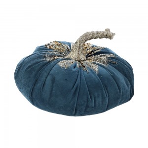 Ornament Dovleac Turcoaz Din Catifea 20x20x14.5 cm