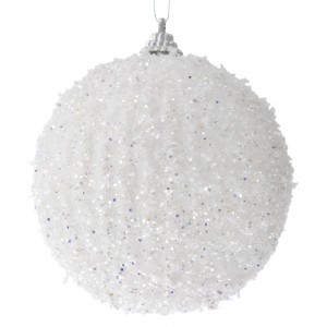 Set 3 Globuri albe cu sclipici 10cm