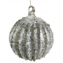 Set 4 Globuri Clara cu pietre și sclipici argintiu 8 cm