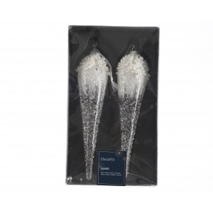 Set 2 Țurțuri albi cu perle 24cm