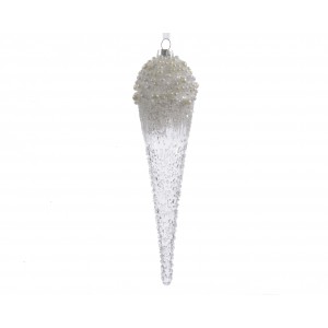 Set 2 Țurțuri albi cu perle 24cm