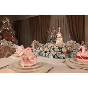 Coroniță artificială verde-argintie cu zăpadă 3D 'Snowman'