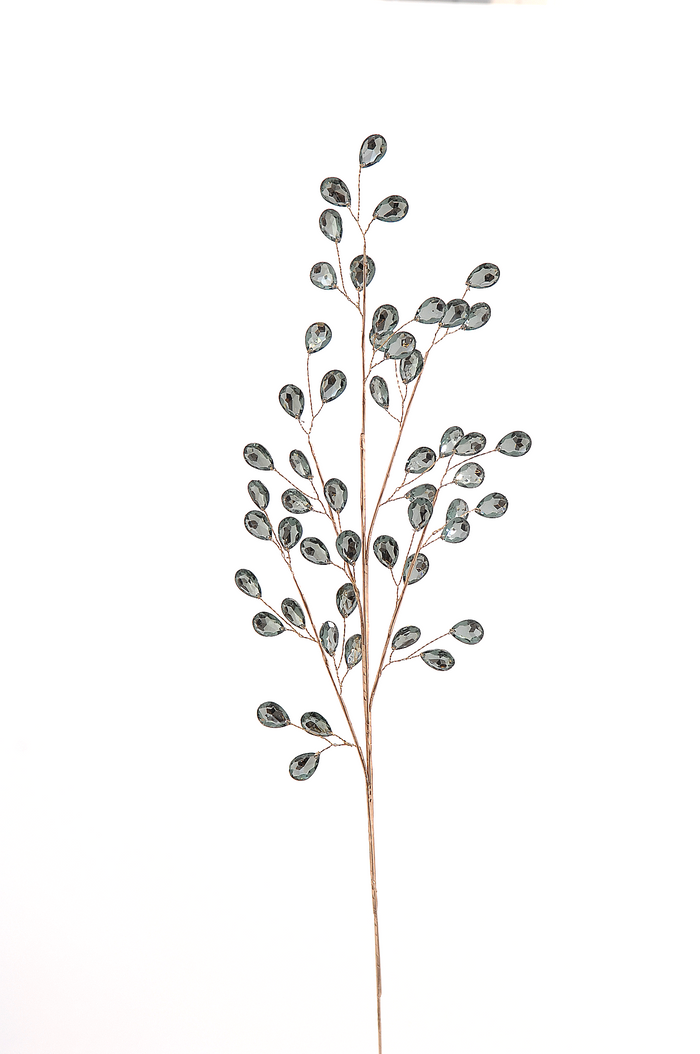 Crenguță decorativă argintie cu cristale vernil 78cm