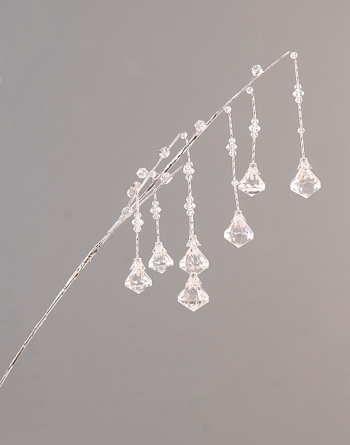 Crenguță Frosted Diamonds Argintie 68cm