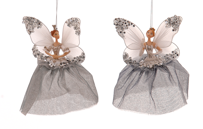 Set 2 balerine Fairy Godmother albe cu aripi 20cm