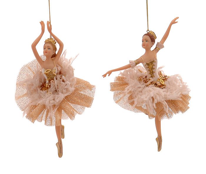 Set 2 balerine șampanie Emma&Grace cu accente aurii 17cm