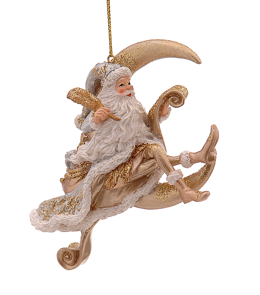 Ornament Moș Crăciun pe Lună 10cm