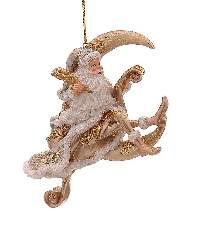 Ornament Moș Crăciun pe Lună 10cm