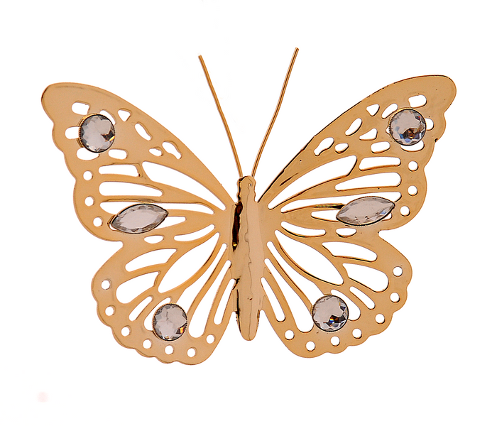 Fluture Auriu cu Pietre și Clip 15cm