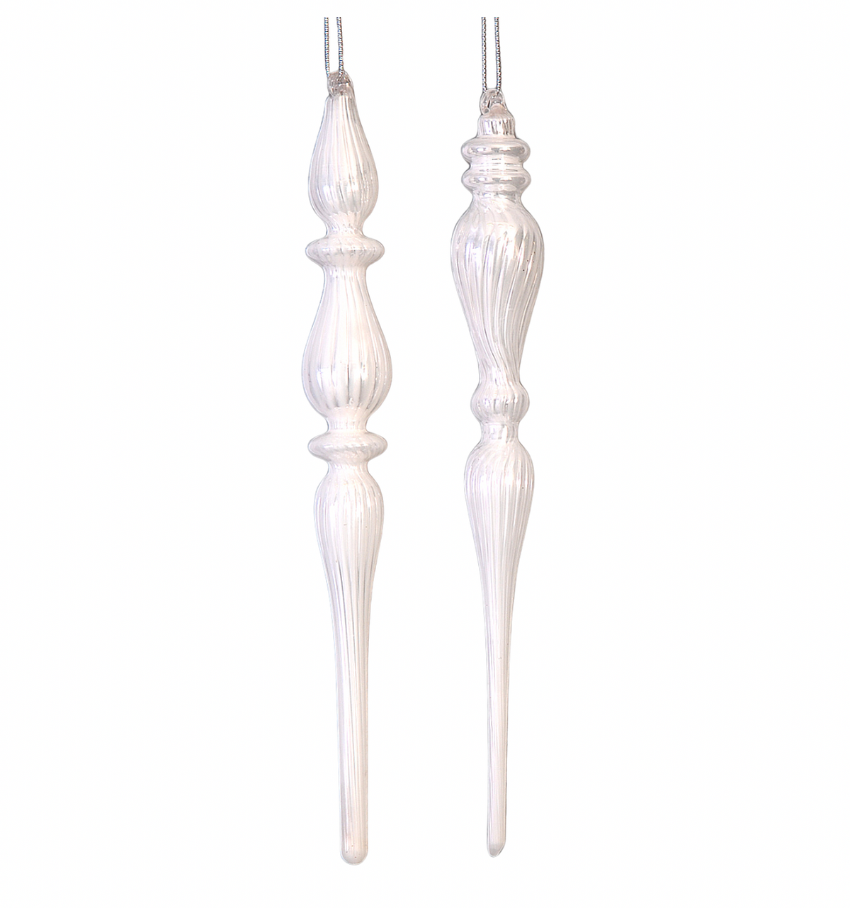 Set 2 turturi albi din sticlă 27cm