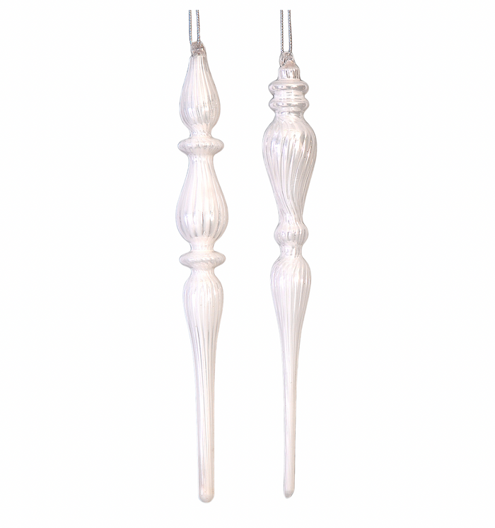 Set 2 turturi albi din sticlă 27cm