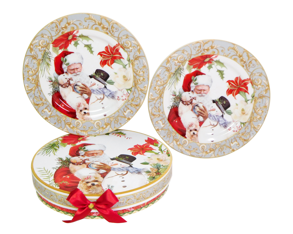 Set 2 farfurii din porțelan cu design de Crăciun 20cm