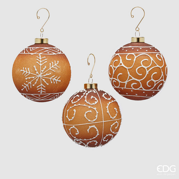 Set 3 Globuri Gingerbread din Sticlă 10 cm