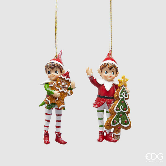 Set 2 Ornamente Elfi cu Turtă Dulce 13 cm