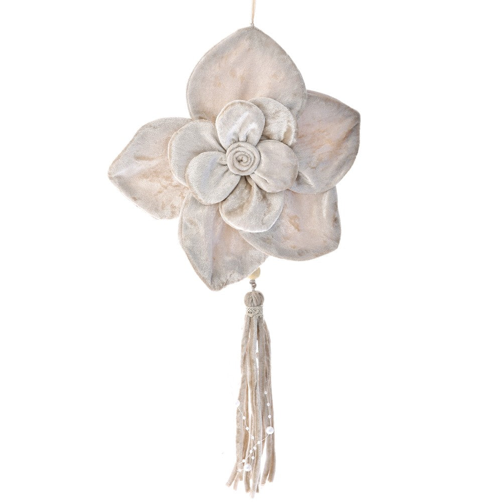 Ornament floare roz din catifea 12x25cm