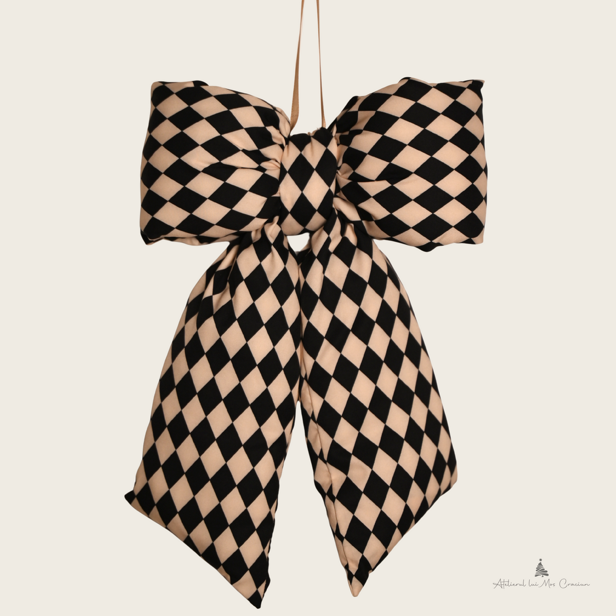 Decorațiune Fundă Fluffy Satin negru/crem