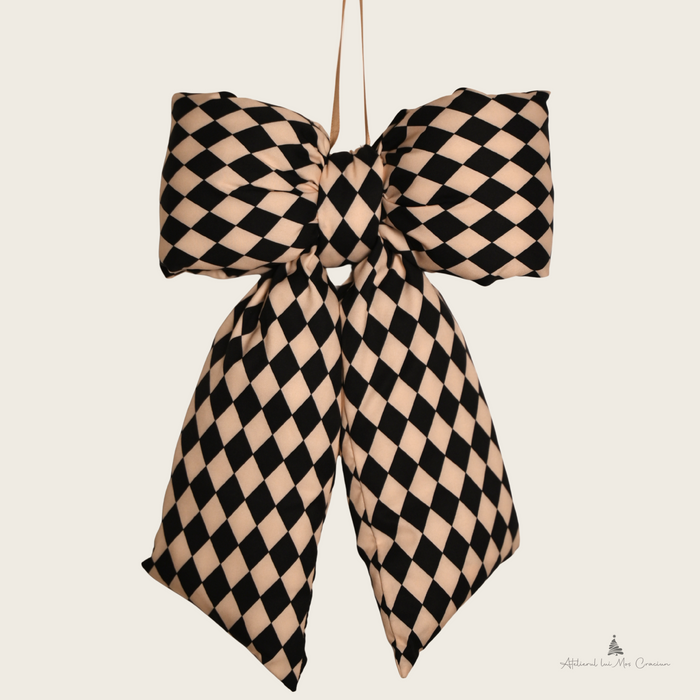 Decorațiune Fundă Fluffy Satin negru/crem