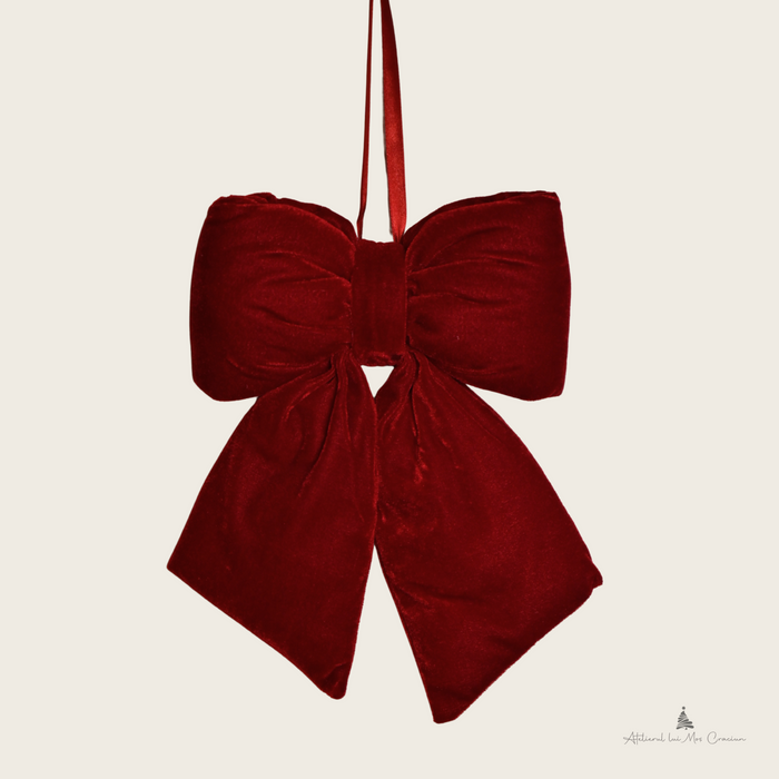 Fundă Fluffy din catifea burgundy