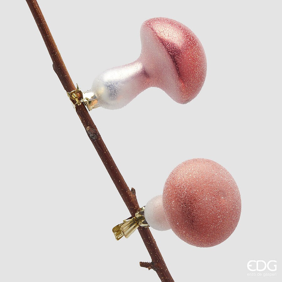 Set 2 Ornamente Pink Mushroom 10x6cm