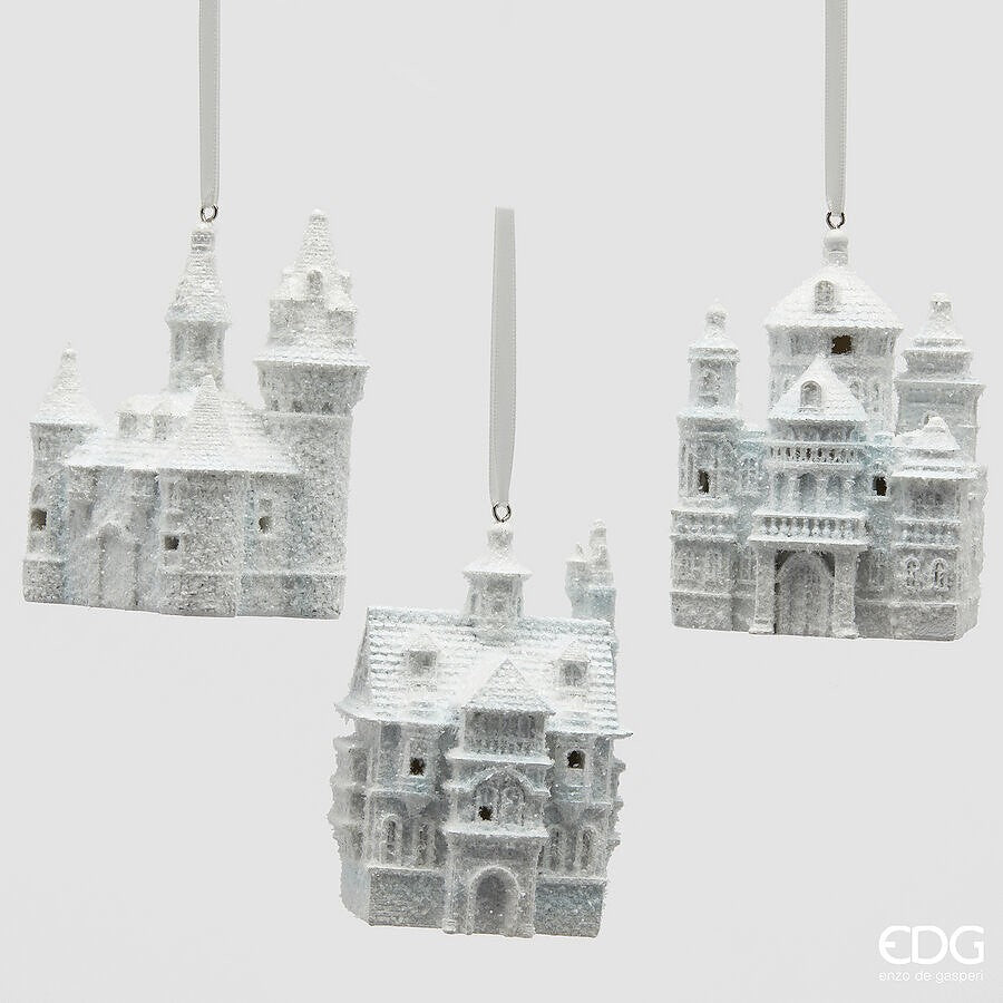 Set 3 Ornamente Castel cu MINILED 10,5cm