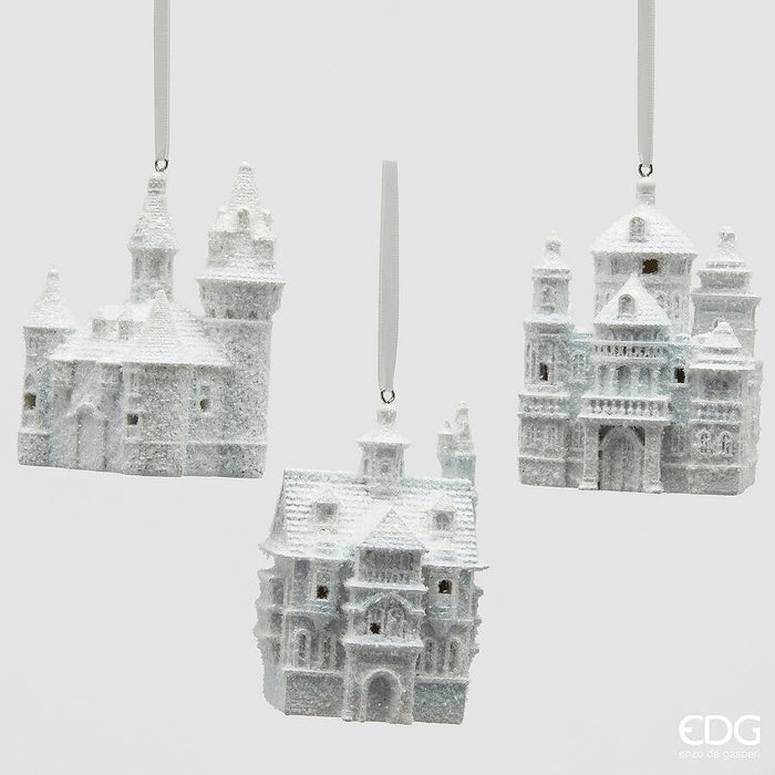 Set 3 Ornamente Castel cu MINILED 10,5cm