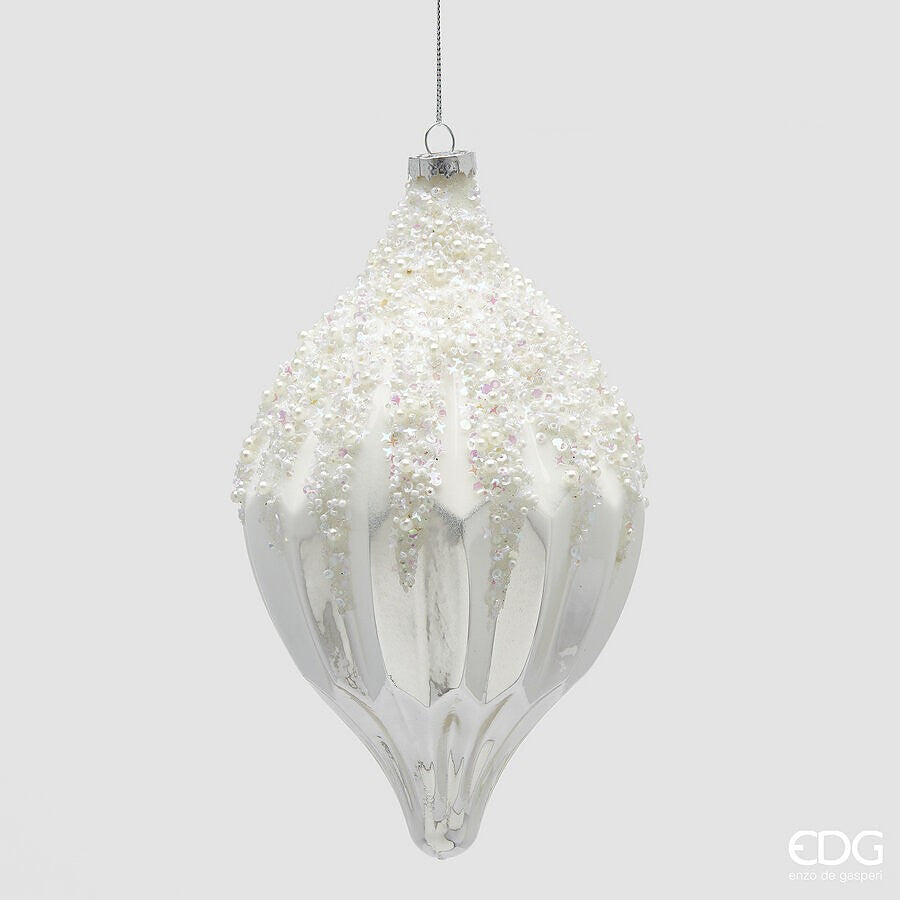 Glob alb din sticlă Spicchi H21xD12cm