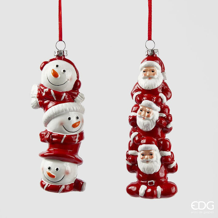 Set 2 Ornamente Snowman&Santa 14,5cm
