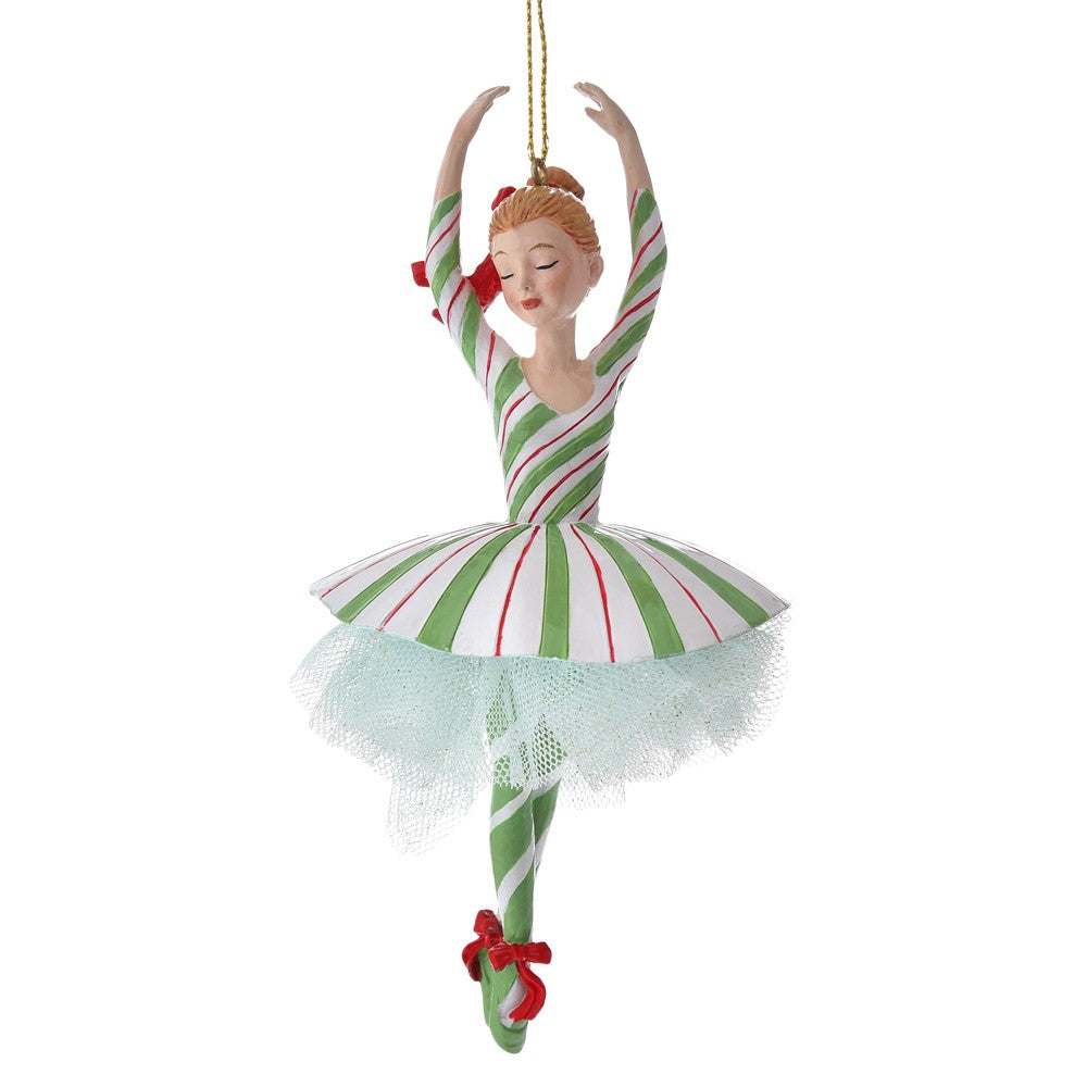 Ornament Balerină Alb/Verde 8x6x16 cm