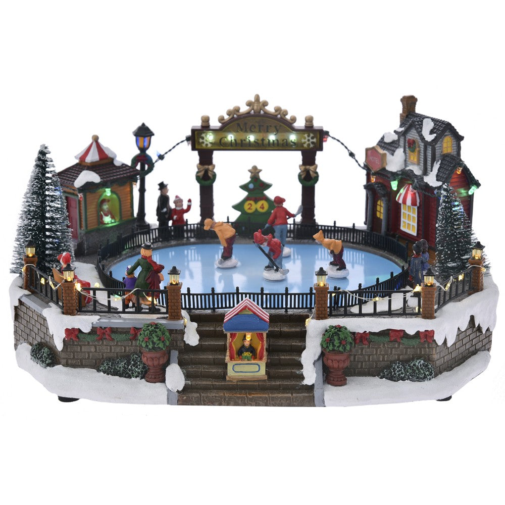 Casetă Muzicală Animată În Formă De Patinoar Cu Leduri 34x26x17 cm