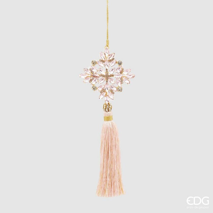 Ornament stea cu ciucure roz 22cm