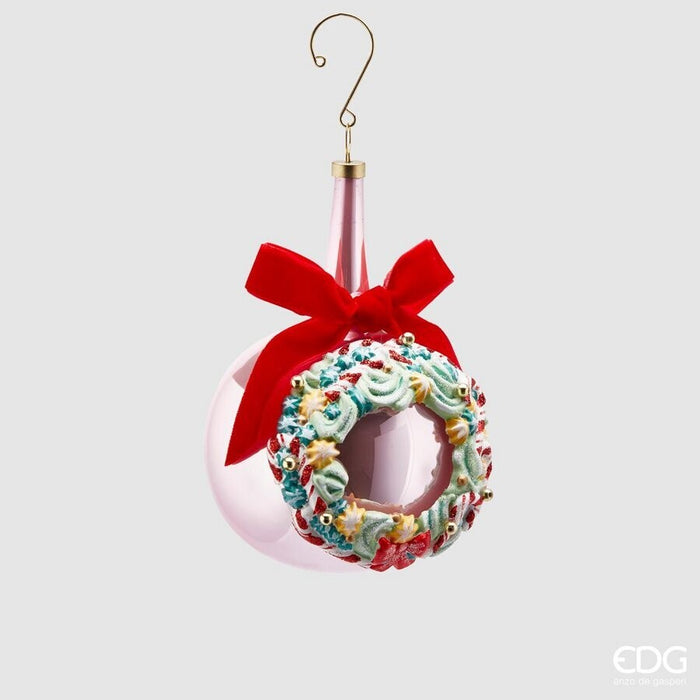 Glob Dolce roz cu fundiță roșie 10cm
