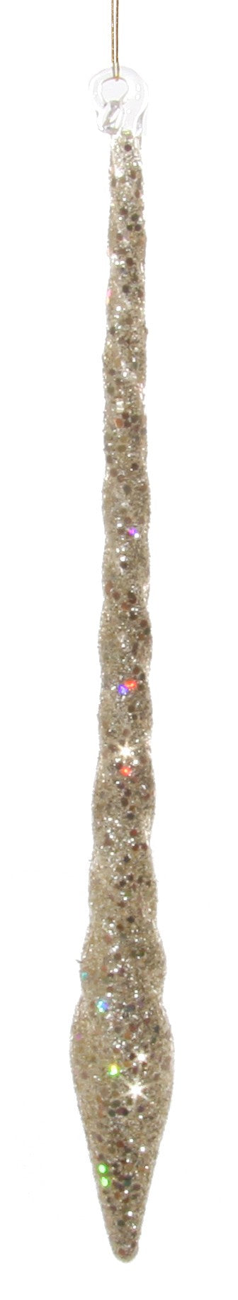 Ornament Stalactită în spiralată de sticlă rose gold 15 cm