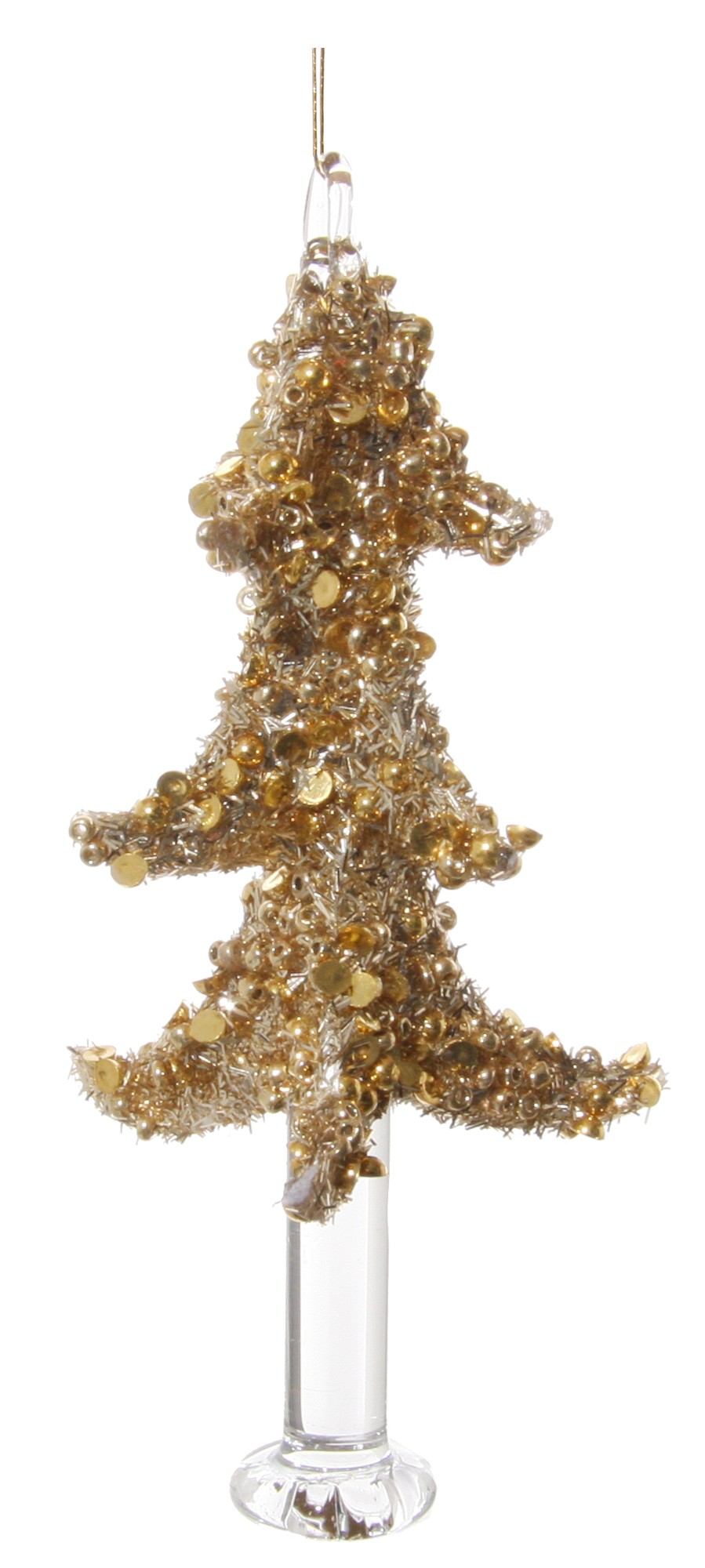 Ornament brad de sticlă auriu 12 cm