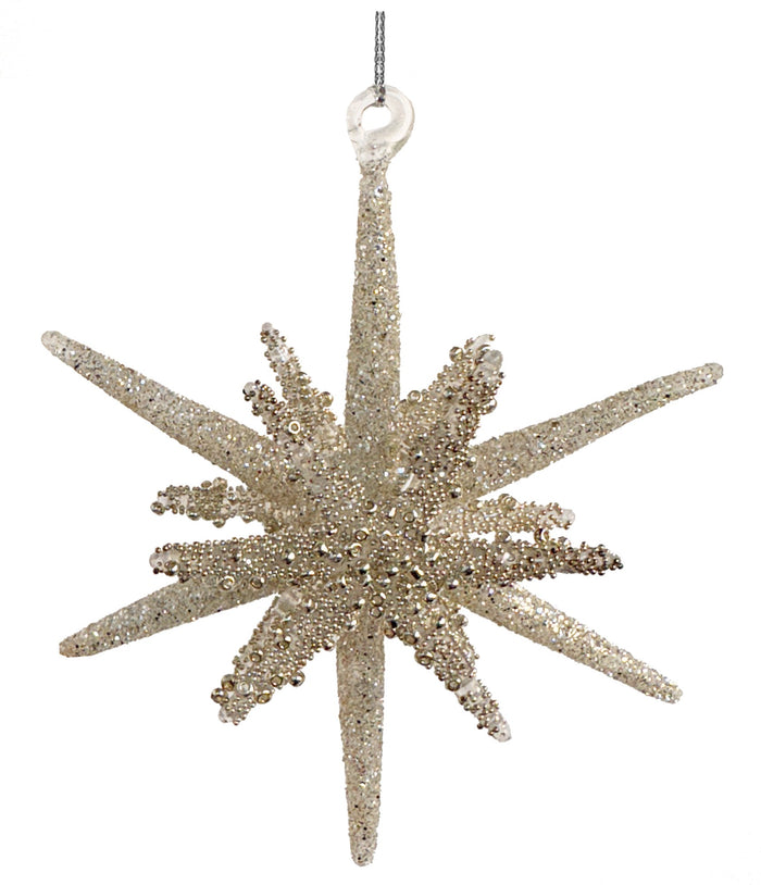 Ornament Luceafărul din sticlă șampanie 10,5 cm