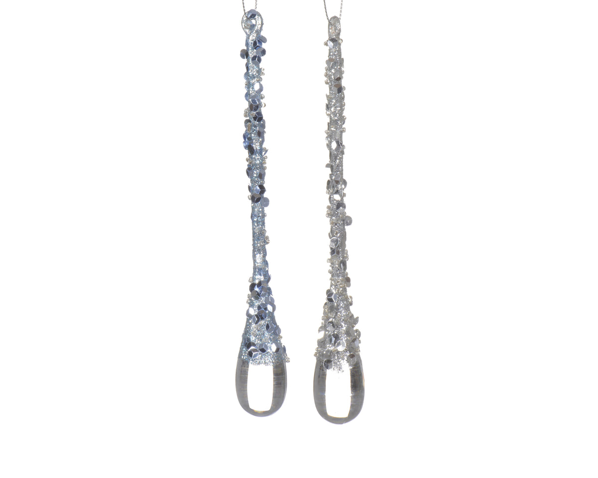 Set 2 Țurțuri argintiu/albastru 16,5cm