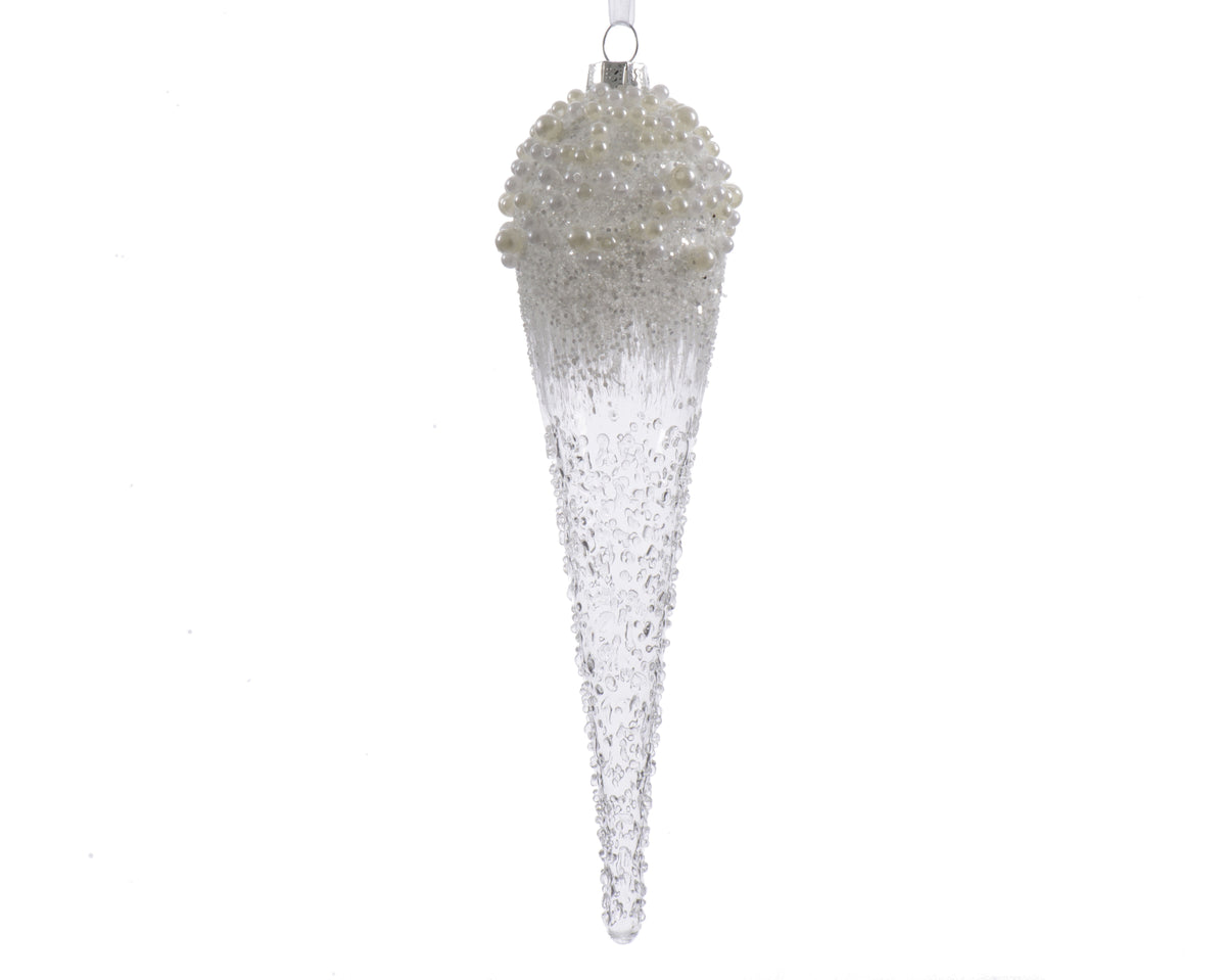 Set 2 Țurțuri albi cu perle 24cm